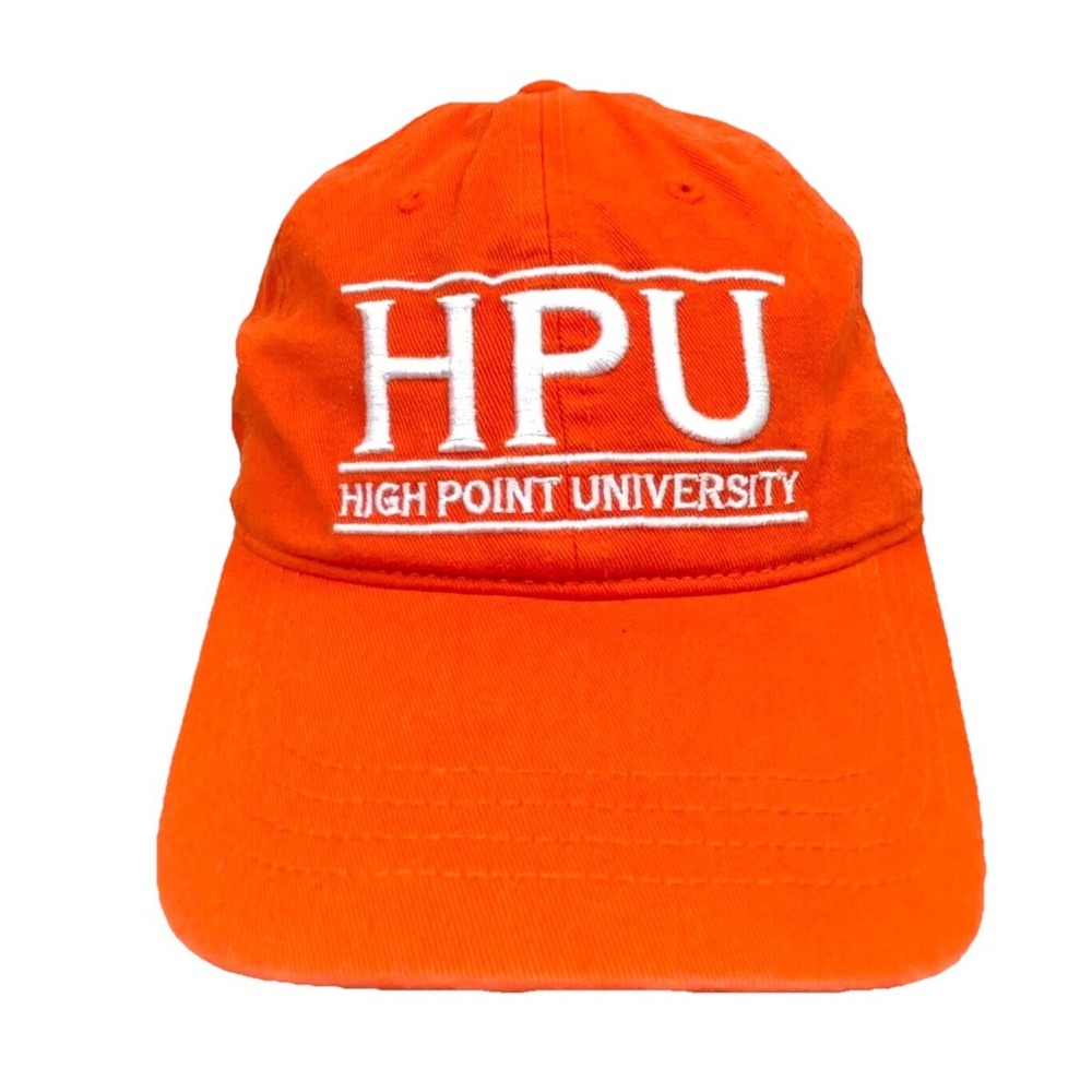 High Point University Hat Cap Strap Back Orange White Spell Out Adjustable Dad